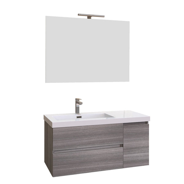 online Hängender Badezimmerschrank 100 cm Bonussi Pegaso Grey Eucalyptus Waschbecken und Spiegel