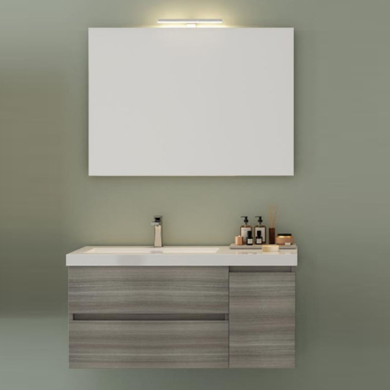 Mobile Bagno Sospeso 100 cm Lavabo e Specchio Bonussi Pegaso Grigio Eucalipto-2