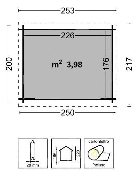 Casette Box da Giardino Porta Utensili 250x200 cm Senza Pavimento Nina in Legno di Abete Grezzo-3