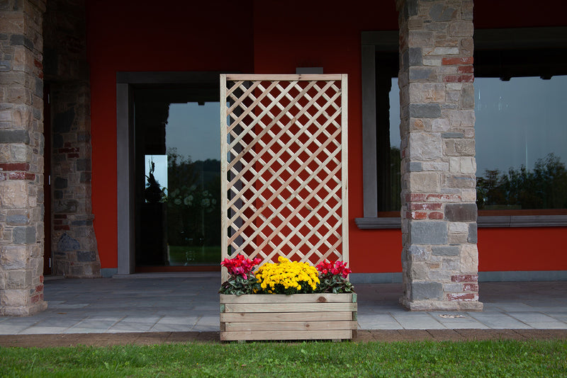 Fioriera da Giardino con Traliccio 120x44x180 cm in Legno-3