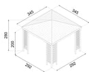 Gazebo da Giardino 3,45x3,45m in Legno-3