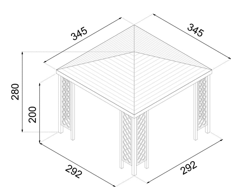 Gazebo da Giardino 3,45x3,45m in Legno-3