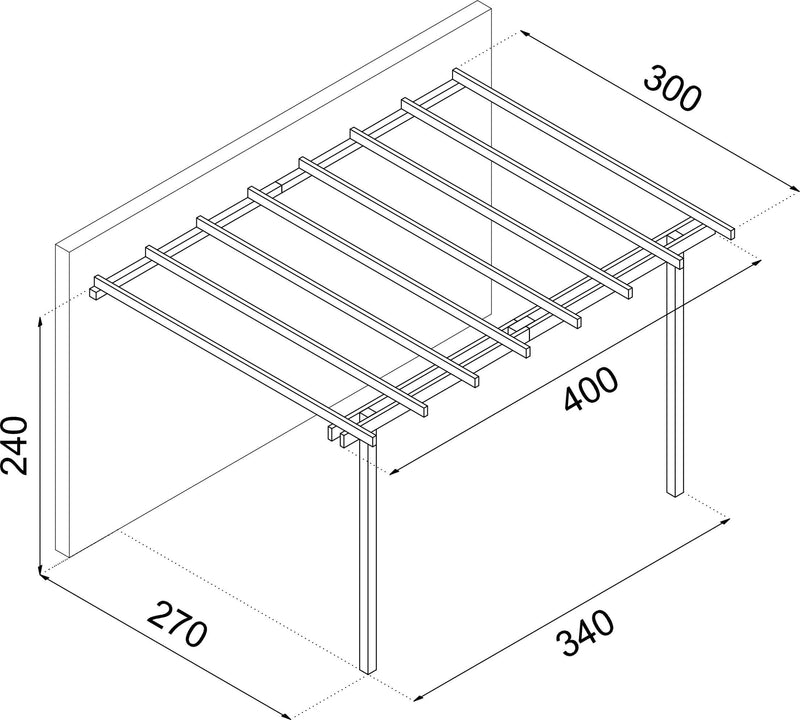 Pergola Addossata 400x300 cm in Legno-2