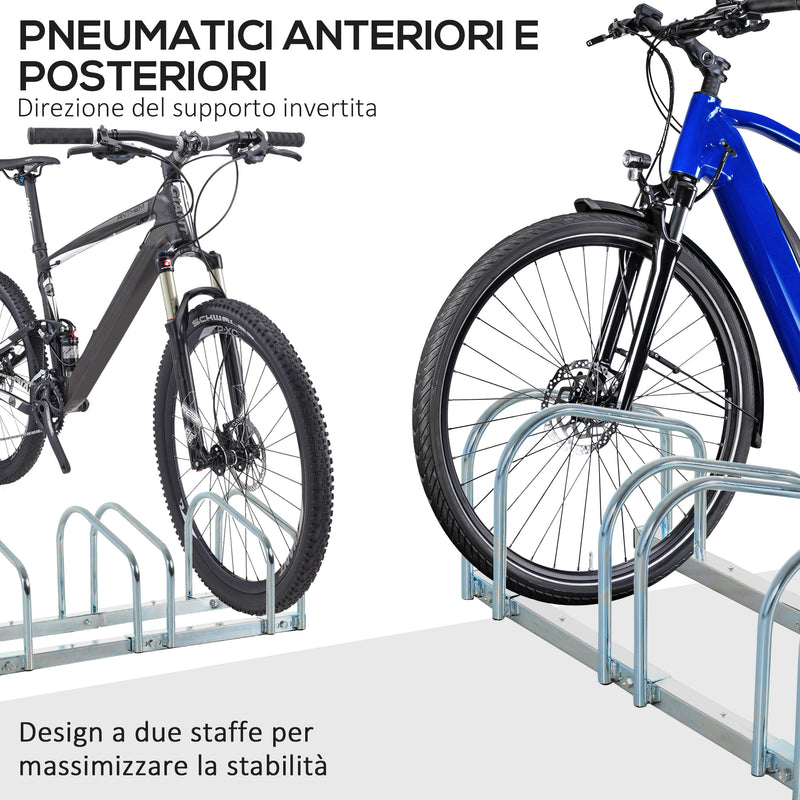 Rastrelliera Porta Biciclette 4 Posti 110x33x27 cm in Acciaio Argento-6