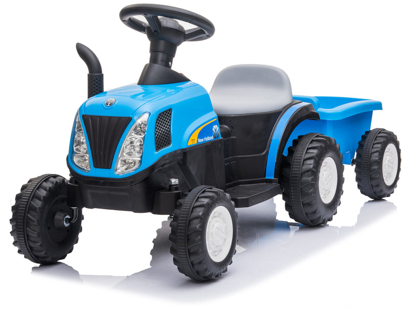 Trattore Elettrico per Bambini 6V con Rimorchio New Holland Azzurro-1