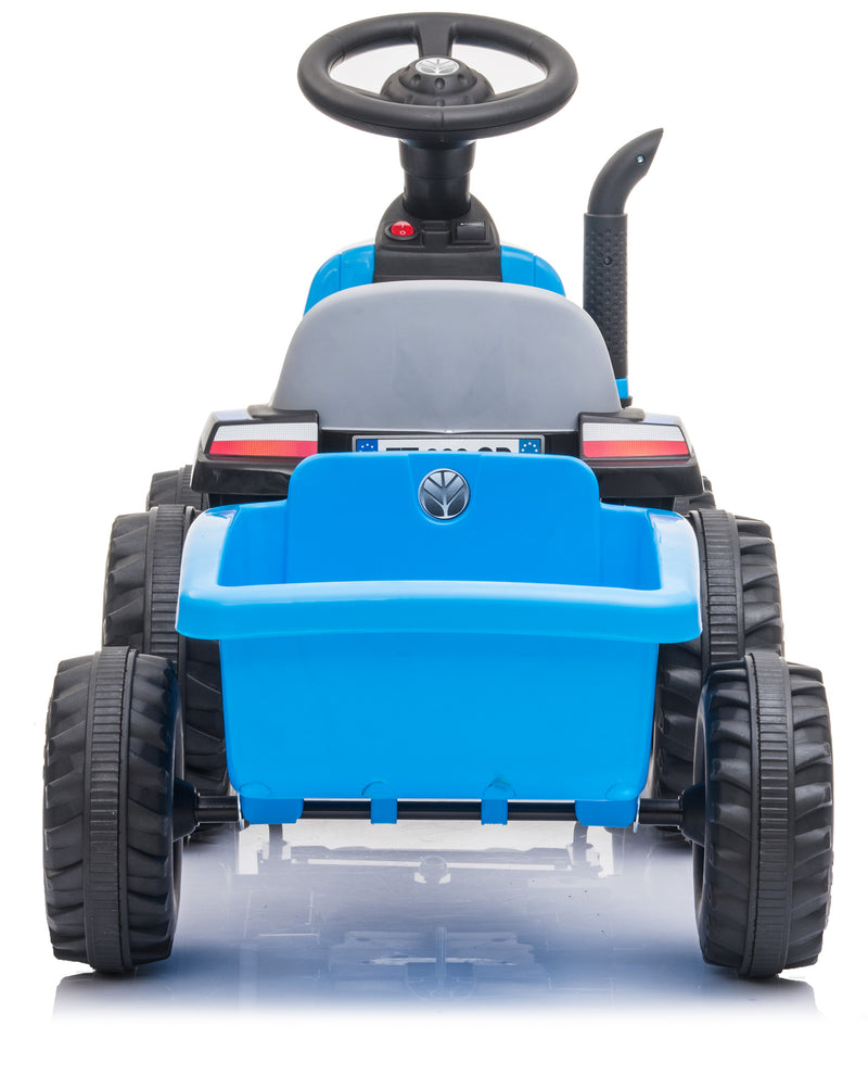 Trattore Elettrico per Bambini 6V con Rimorchio New Holland Azzurro-3