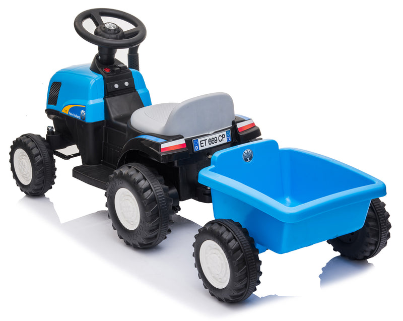 Trattore Elettrico per Bambini 6V con Rimorchio New Holland Azzurro-7