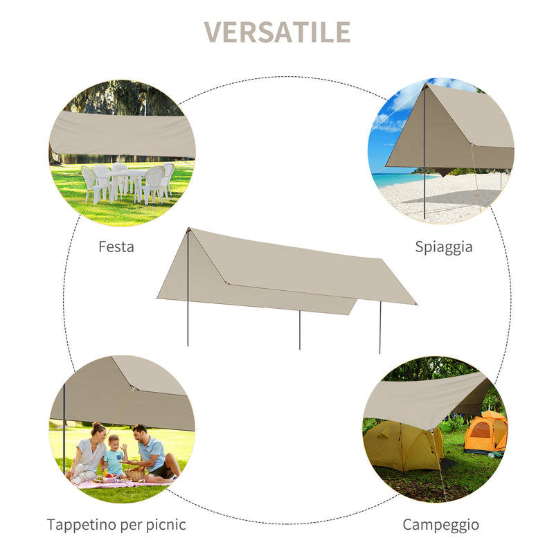 Telo Ombreggiante Protettivo 300x500x240 cm in Tessuto Oxford  Cachi-7