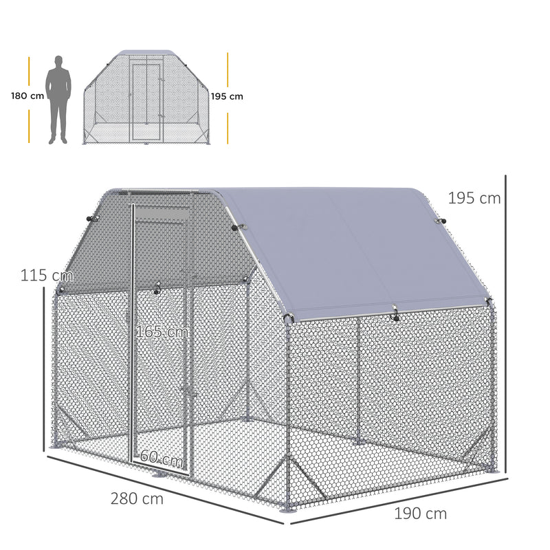 Recinto per Galline 280x190x195 cm con Copertura in Acciaio-3