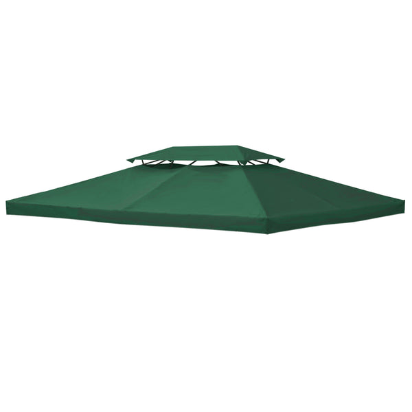 Copertura per Gazebo  a 2 Livelli  con Cinghie e 10 Fori di Drenaggio 4x3m in Poliestere Verde sconto