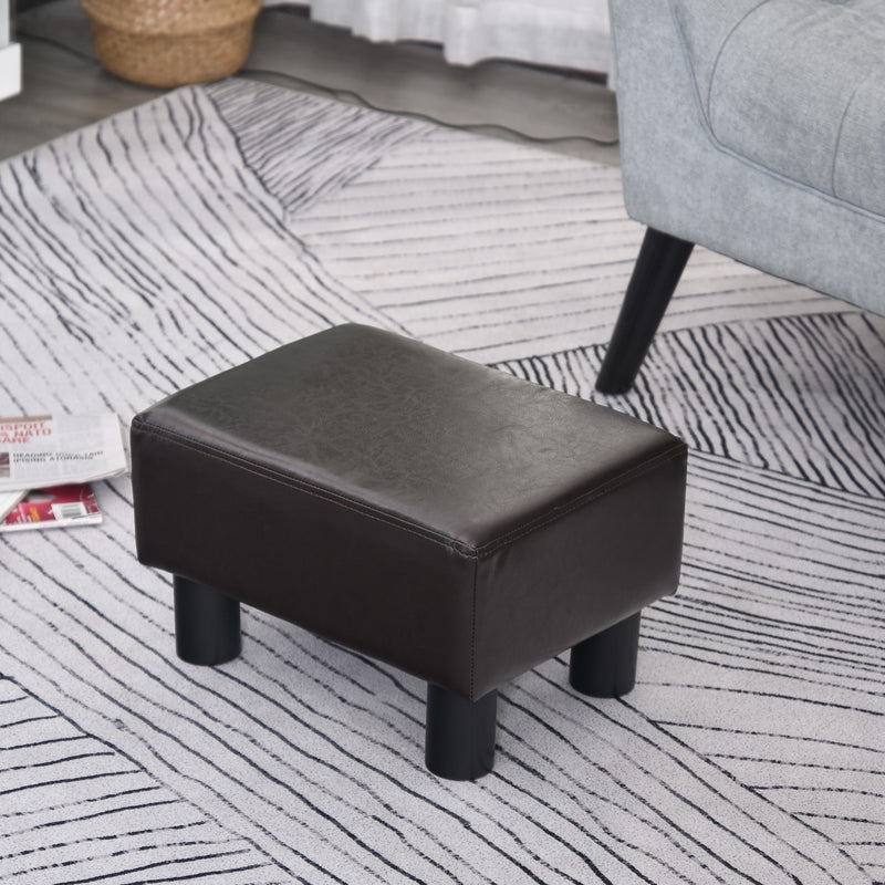 Pouf Poggiapiedi Imbottito 40x30x24 cm in Similpelle Marrone-8