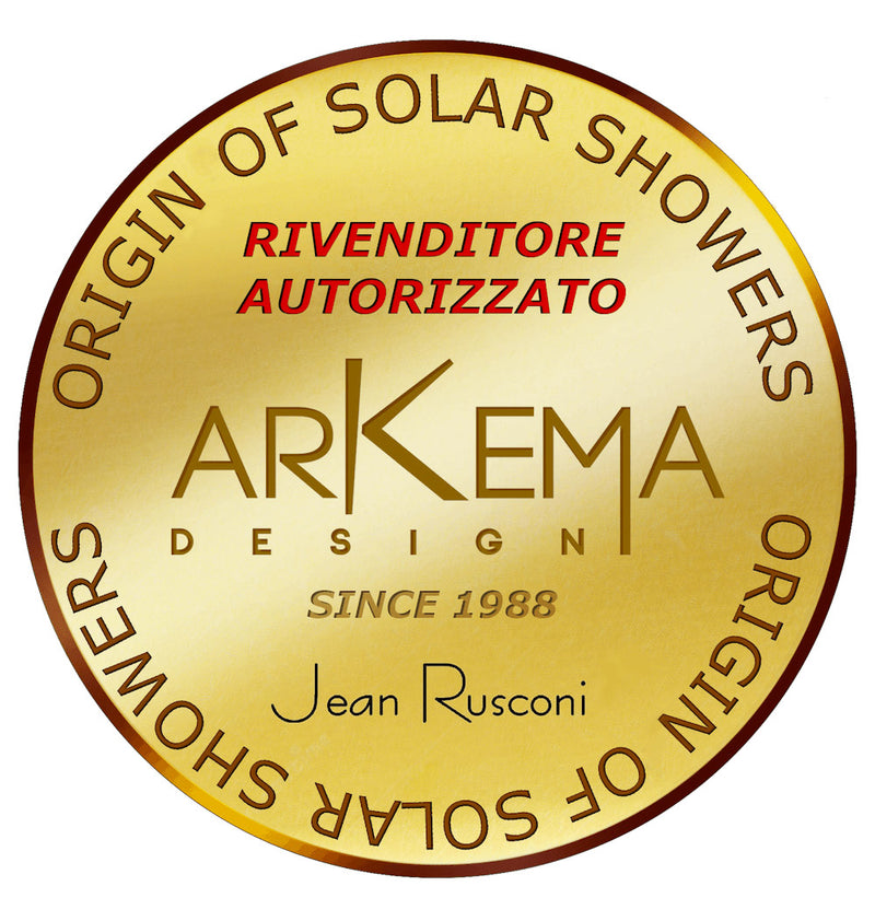 Doccia Solare da Esterno Giardino 40L Miscelatore e Lavapiedi Arkema Dada Fascia Inox Oro Van Gogh-8