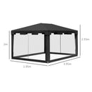 Gazebo  Pieghevole con Zanzariera e 2 Ingressi 4x3m in Metallo e PE Grigio Scuro-3