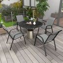 Set 4 Sedie da Giardino Impilabili con Braccioli 52x70x85 cm in Rattan PE e Acciaio Grigio-2