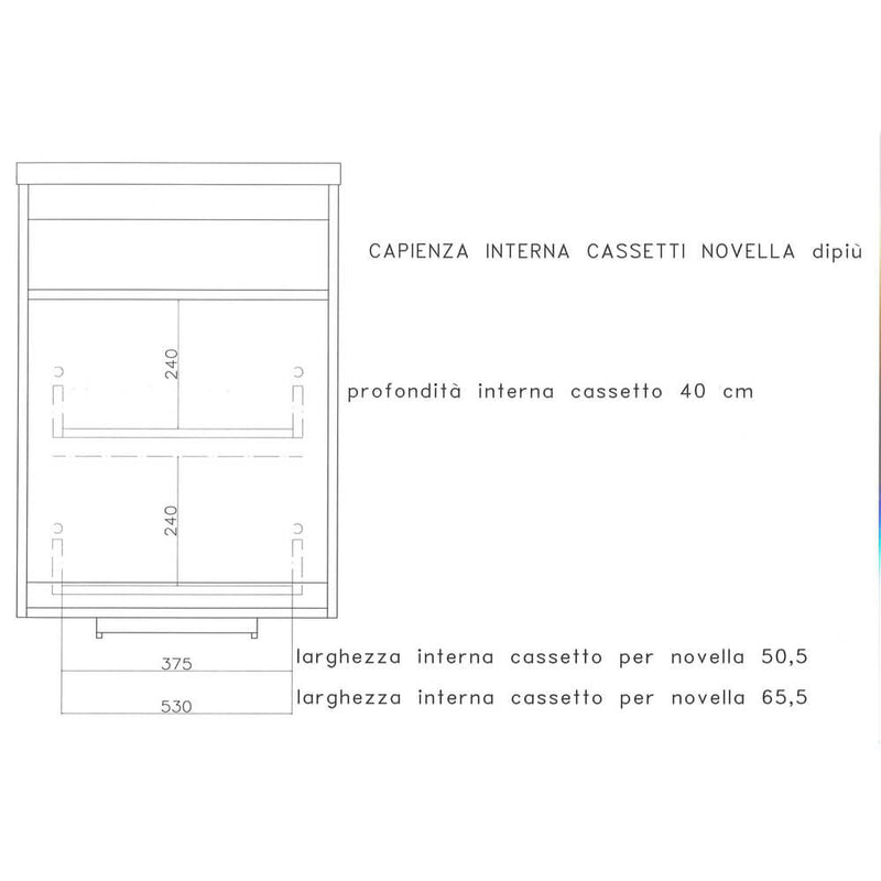 Mobile Lavatoio Sospeso 65,5x50,5x56 cm 1 Cassetto Montegrappa Novella Dipiù Bianco-7