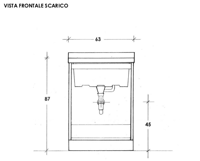 Mobile Lavatoio 63x60x87 cm 2 Ante Asse in Legno Montegrappa Acqua Marella Bianco Lucido-3