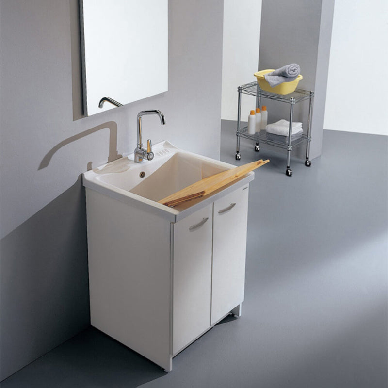 Mobile Lavatoio 83x60x87 cm 2 Ante Asse in Legno Montegrappa Acqua Marella Bianco Lucido-8