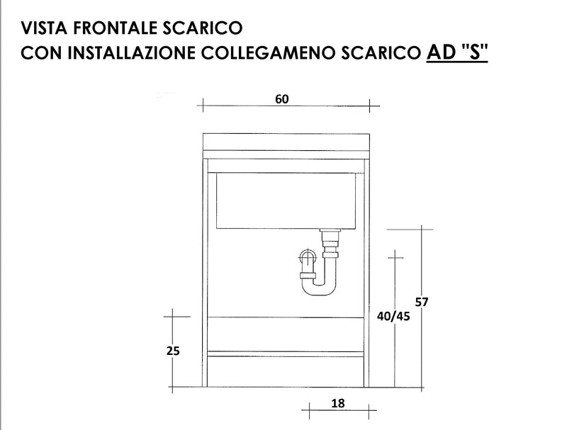 Mobile Lavatoio 60x60x85cm 2 Ante Asse in Termoplastico Montegrappa Marella Bianco-5