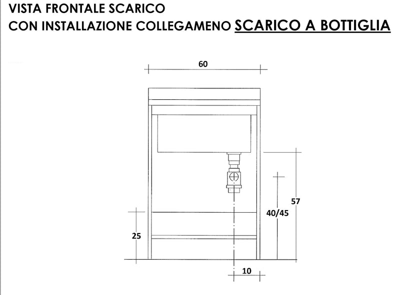 Mobile Lavatoio 60x60x85cm 2 Ante Asse in Legno Montegrappa Marella Bianco-4