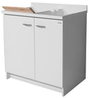 Mobile Lavatoio 80x60x85cm 2 Ante 2 Vasche Asse in Legno Montegrappa Marella Bianco-1