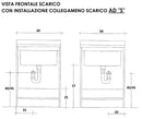 Mobile Lavatoio 60x50x85cm 2 Ante Asse in Legno Montegrappa Edilla Bianco-3