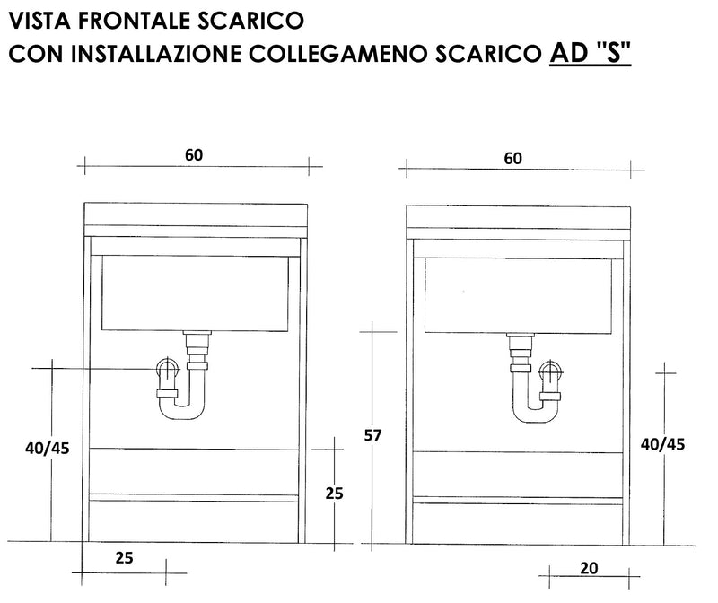 Mobile Lavatoio 60x50x85cm 2 Ante Asse in Legno Montegrappa Edilla Bianco-3