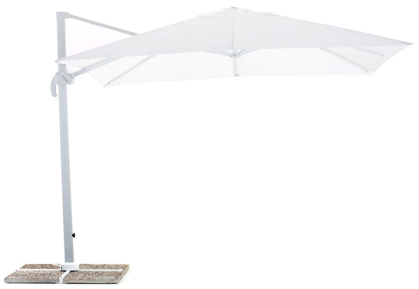 prezzo Dezentraler 3 x 3 m Gartenschirm aus Aluminium und weißem Senso-Polyester