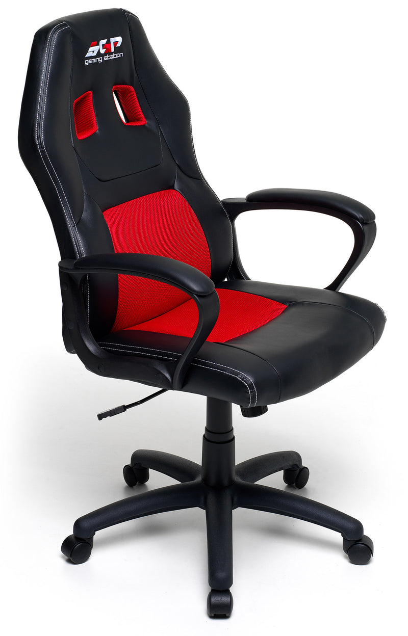 Sedia da Gaming Ergonomica 62x60x113 cm in Similpelle Nero e Rossa-1