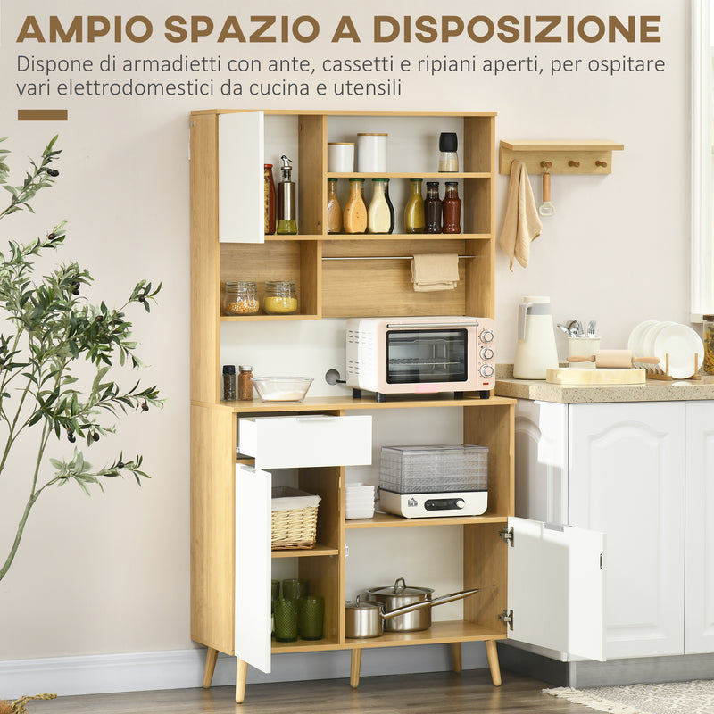 Dispensa Cucina 119x41x180 cm Ripiani Aperti Armadietti e Cassetto in  Truciolato e MDF Bianco
