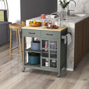 Carrello da Cucina 88,5x46x91,5 cm in Legno MDF e Vetro Grigio-2