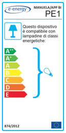 Applique 1xE27 Finali Cromo Vetro Lastra Bianco Decorato Righe E-Energy Manuela-2