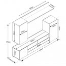 Parete Attrezzata Soggiorno Bridge 207x34x170 h cm in Truciolare bilaminato Bianco-4