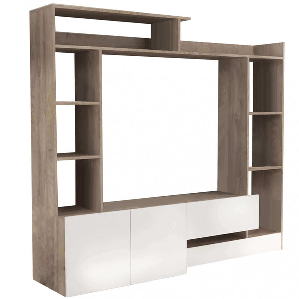 Entry Living Room Storage Wall 180x28/40x165 h cm aus weiß laminierter Spanplatte acquista