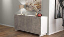 Credenza Carlile Bianco e Grigio Effetto Cemento 150x40x76 h cm in Truciolare bilaminato Marmo-3