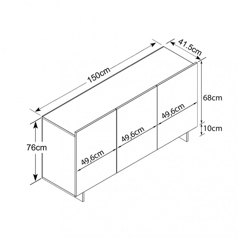 Credenza Carlile Bianco e Grigio Effetto Cemento 150x40x76 h cm in Truciolare bilaminato Marmo-5