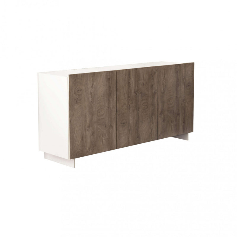 Credenza Carlile Bianco e Rovere Chiaro 150x40x76 h cm in Truciolare bilaminato Rovere grigio-1