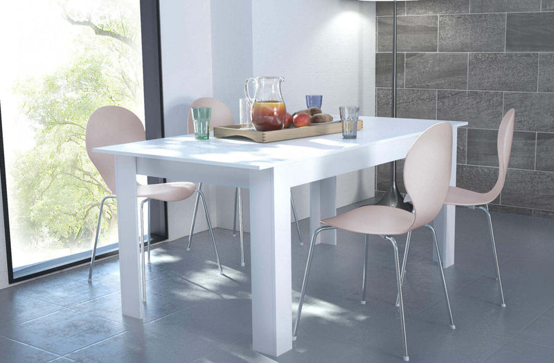 Tavolo Allungabile Gemma 160/200x90x75 h cm in Truciolare bilaminato Bianco-2