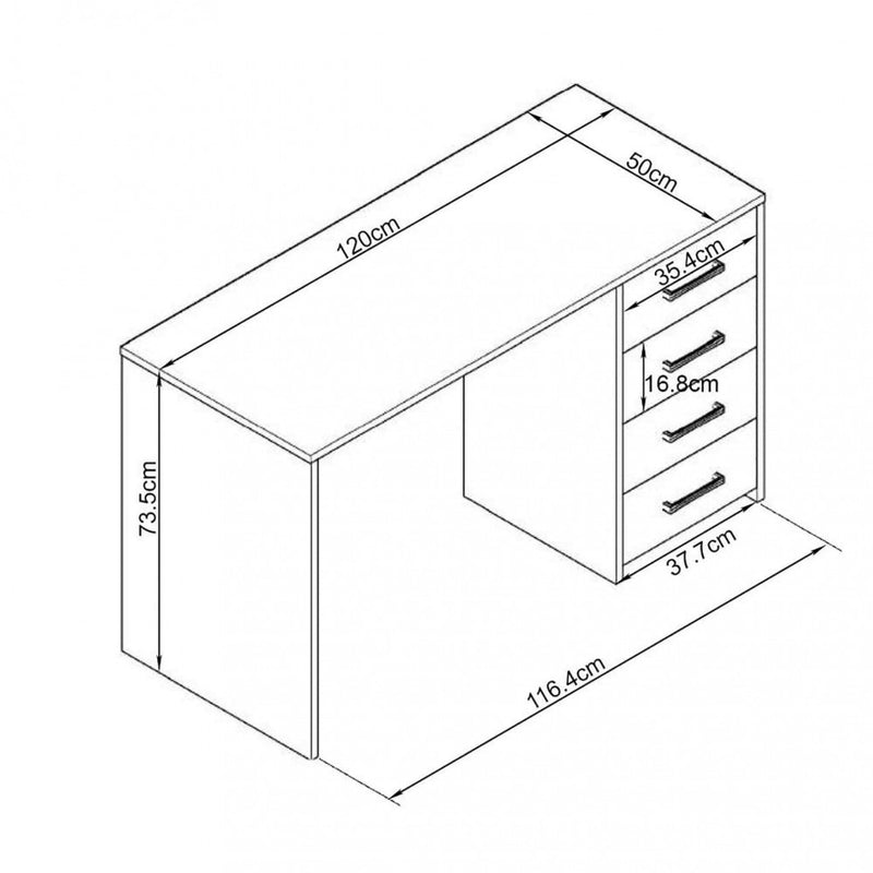 Scrivania Porta Pc Topaz Bianco 120x50x74 h cm in Truciolare bilaminato Bianco-3