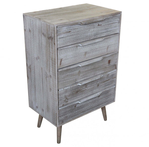 Kommode 5 Schubladen 60 x 40 x 95 h cm aus Paulownia-Holz Taupe prezzo