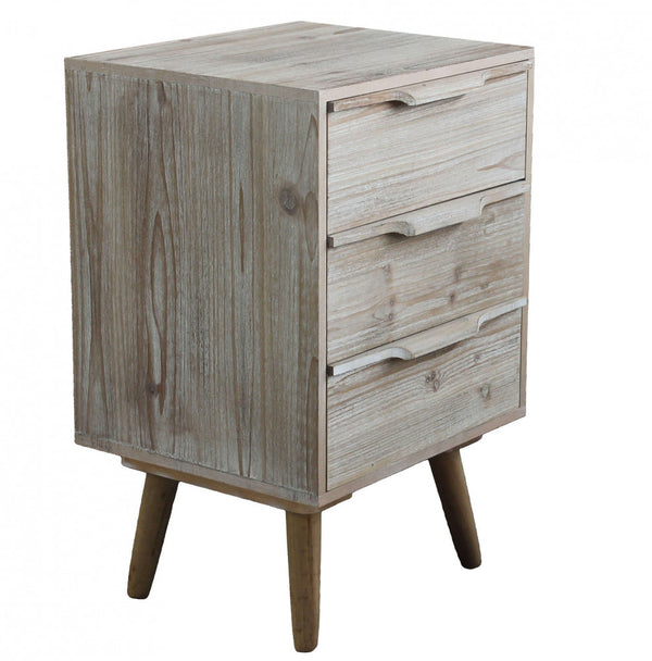 Schrank 3 Schubladen mit Holzbeinen 40x36x64 h cm in Taupe Paulownia Wood acquista