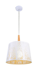 Lampada pendente Modern in Metallo e Legno Lantern Bianco-1