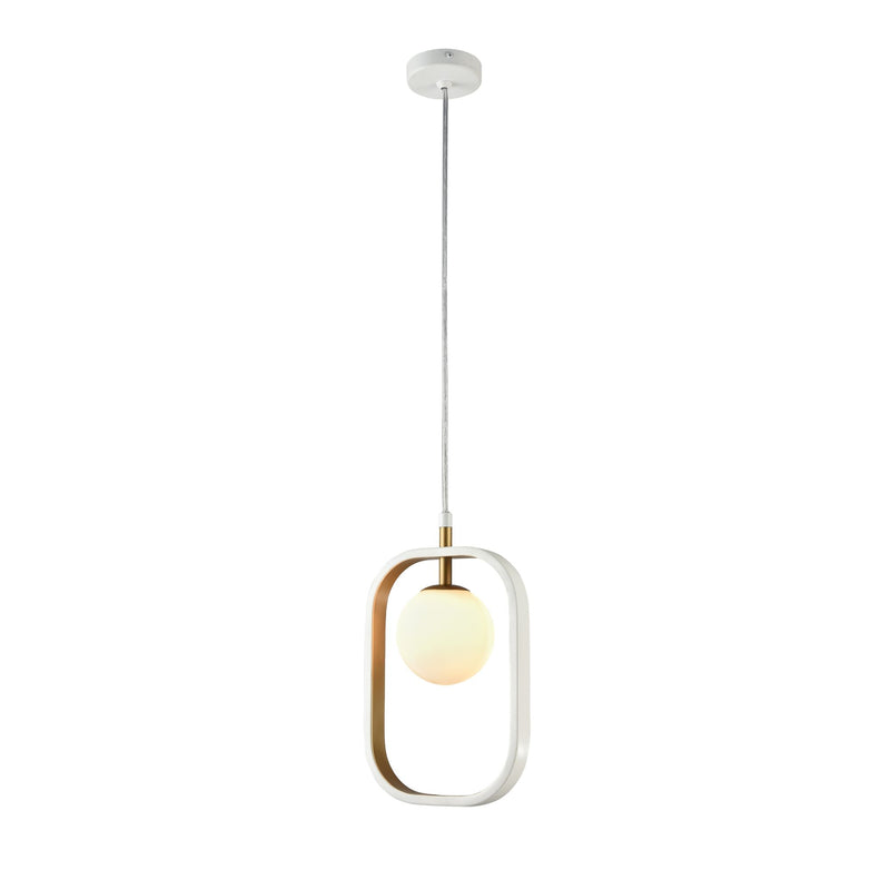 Lampada pendente Modern in Metallo Avola Bianco con Oro-1