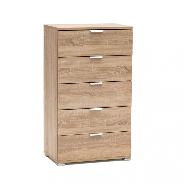 sconto Kommode mit 5 Schubladen Naturale 60x38x103 h cm aus hellbrauner Bilaminat-Spanplatte