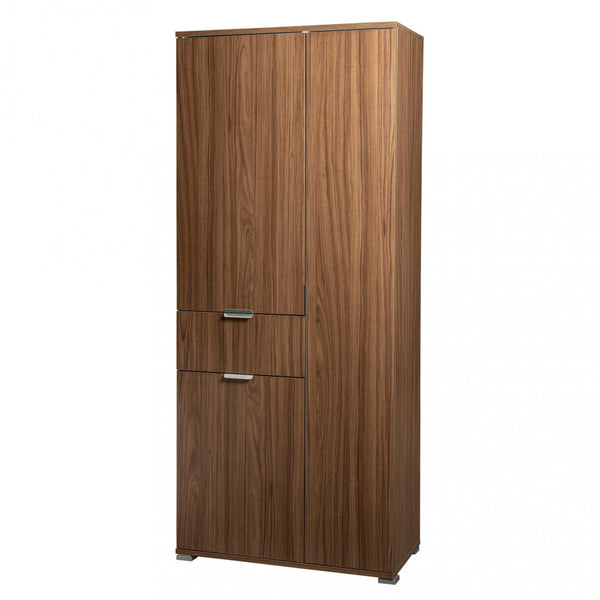 acquista Kleiderschrank 3 Türen 1 Schublade 75 x 38 x 174 h cm aus brauner zweischichtiger Spanplatte