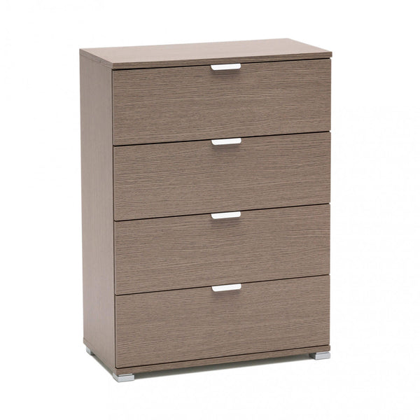 acquista Graue Eiche Kommode mit 4 Schubladen 60x38x85 h cm aus Bilaminat-Spanplatte Graue Eiche