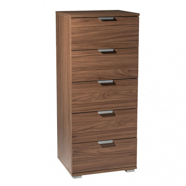 acquista Schrank 5 Schubladen Nussbaumfarbe 45x38x103 h cm in brauner zweischichtiger Spanplatte