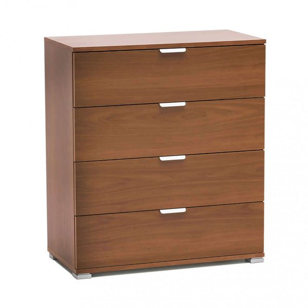 sconto Schrank 4 Schubladen Nussbaumfarbe 75x38x85 h cm in brauner zweischichtiger Spanplatte