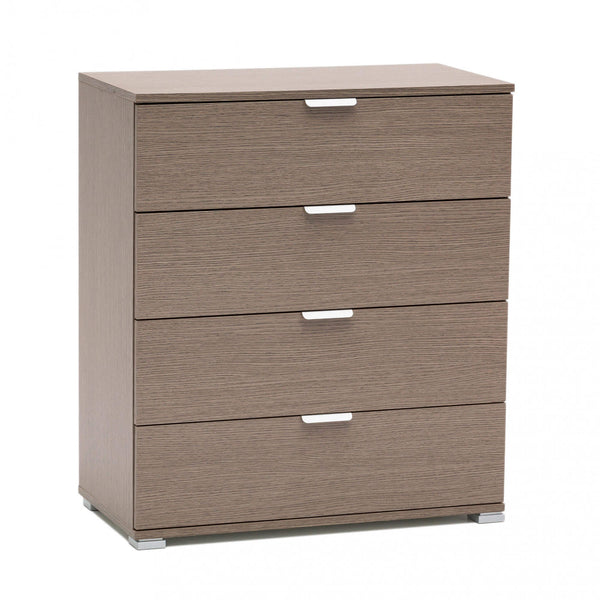 sconto Grauer Eichenschrank 4 Schubladen 75x38x85 h cm aus Bilaminat-Spanplatte Graue Eiche