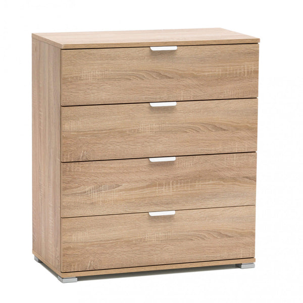 sconto Schrank mit 4 natürlichen Schubladen 75 x 38 x 85 h cm aus hellbrauner zweischichtiger Spanplatte