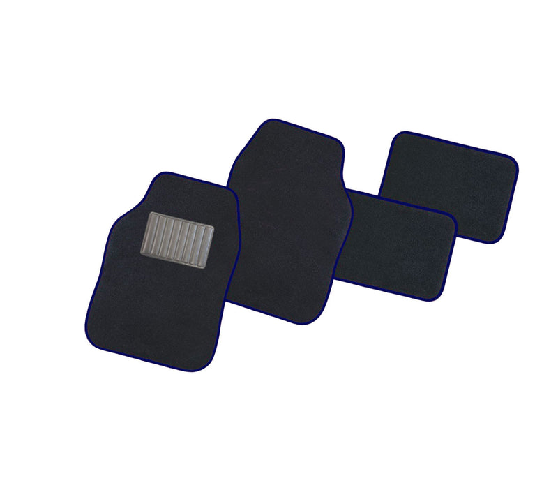 Set 4 tappetini per Interni Auto Universali in moquette con fondo antiscivolo Blu-1